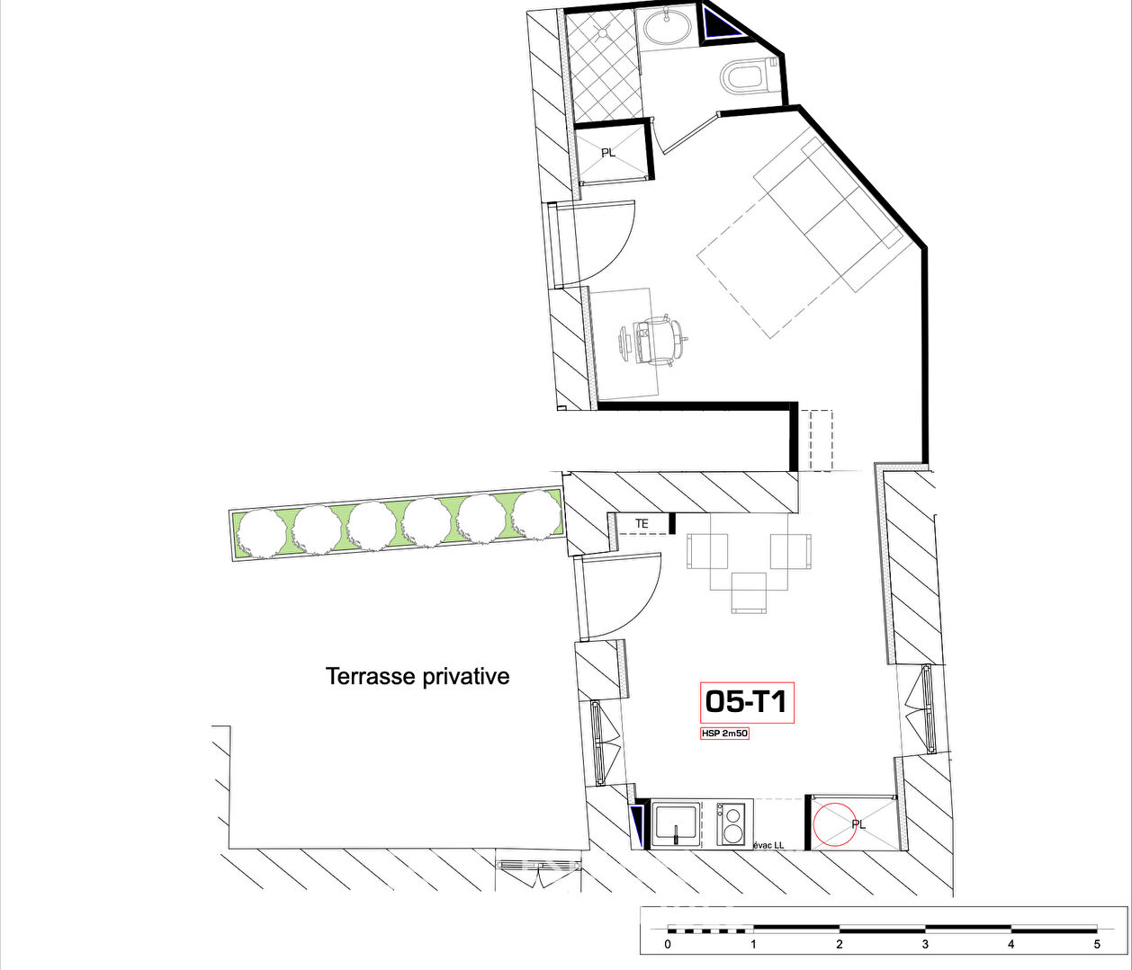 Appartement intmiste avec sa terrasse privative.