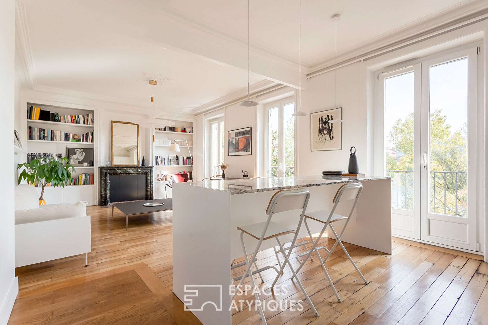 Apartment renovated by an architect with a view of the Rhône