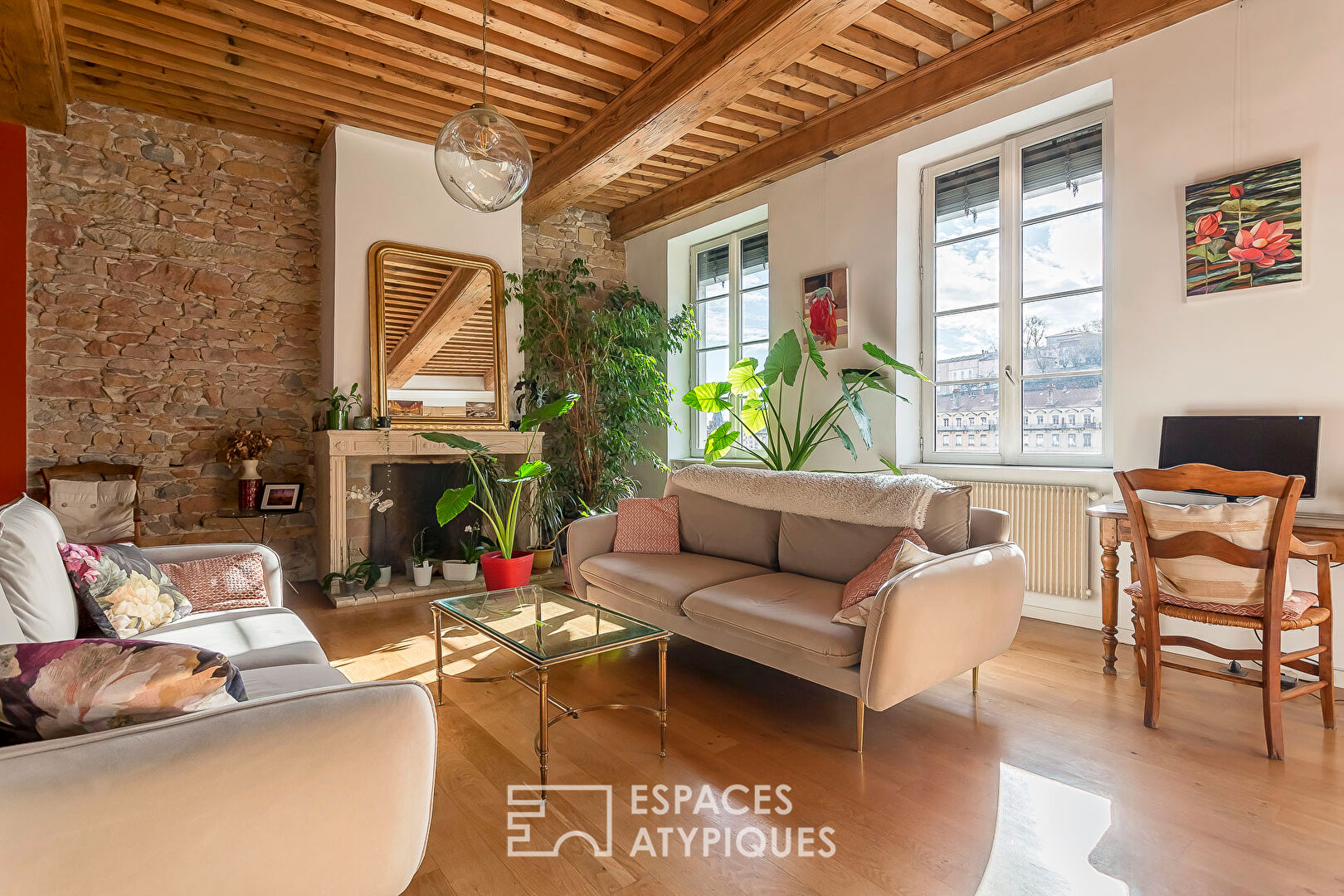 Appartement familial de caractère avec vue Saône et jardin commun