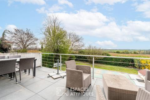 House at the end of a cul-de-sac with a swimming pool