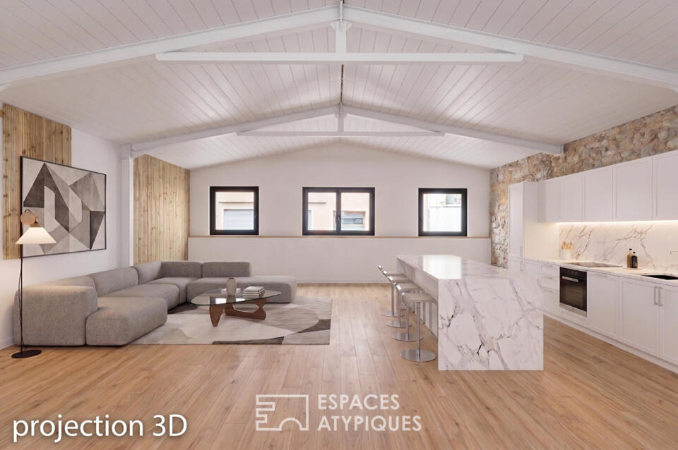 Duplex type maison de ville avec garage à réhabilter