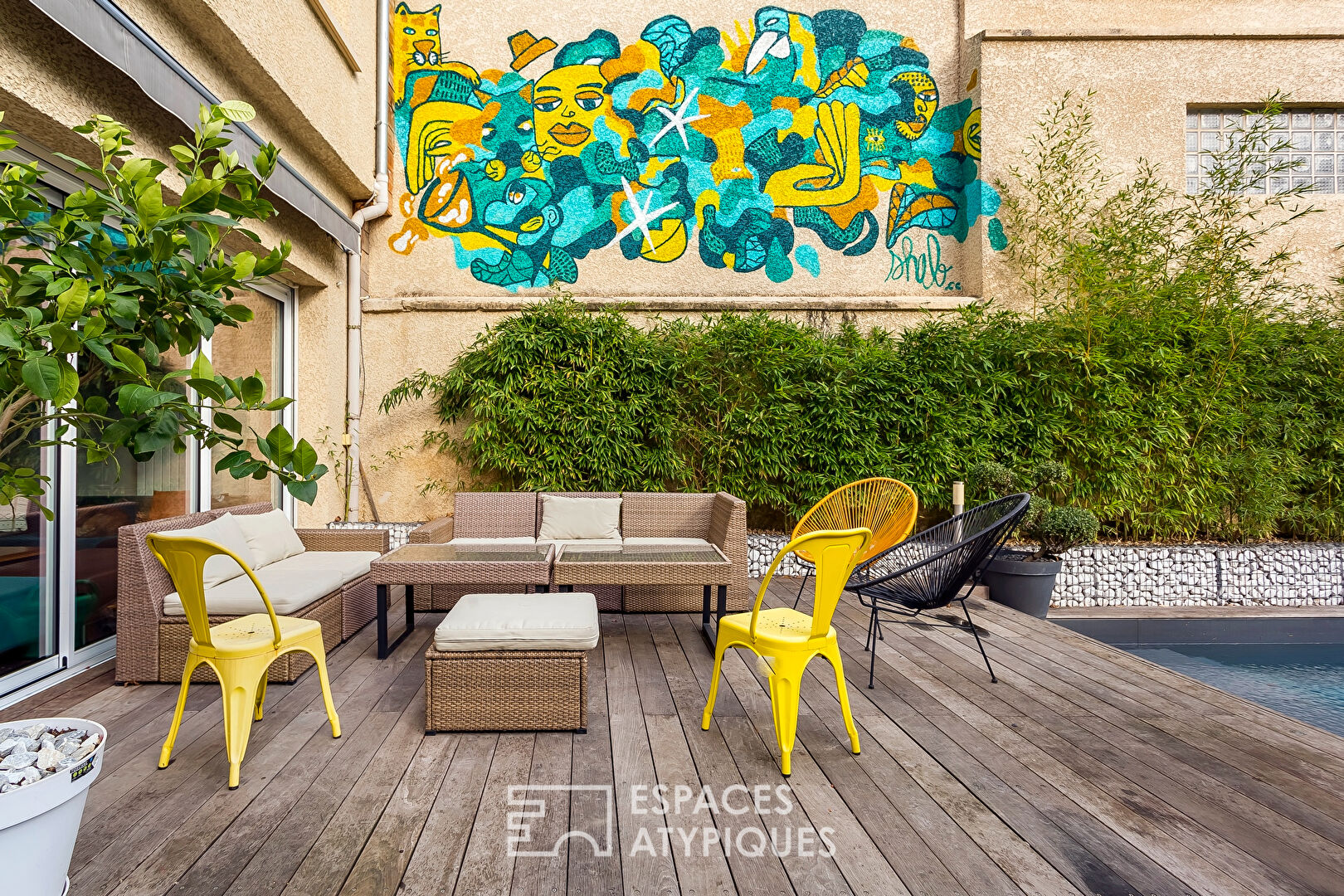 Maison type loft avec piscine