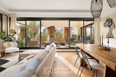 Renovated roof terrace with view of the Dupic park