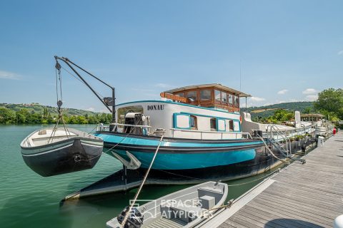 Péniche lumineuse et sa magnifique vue sur les coteaux