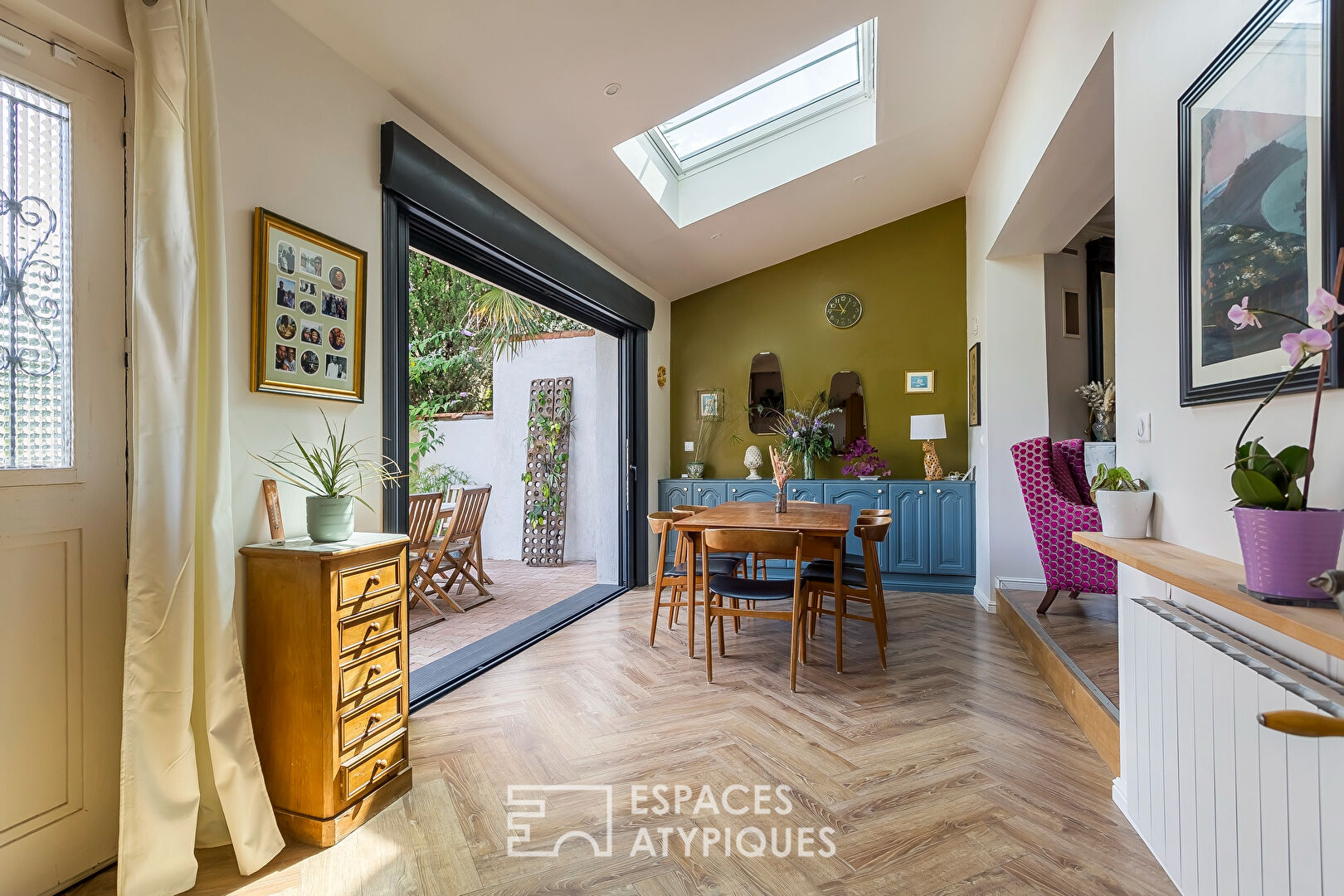 House with contemporary extension and outbuilding