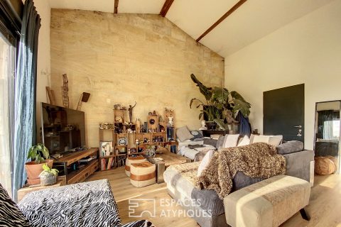 Stone house renovated loft style with garden
