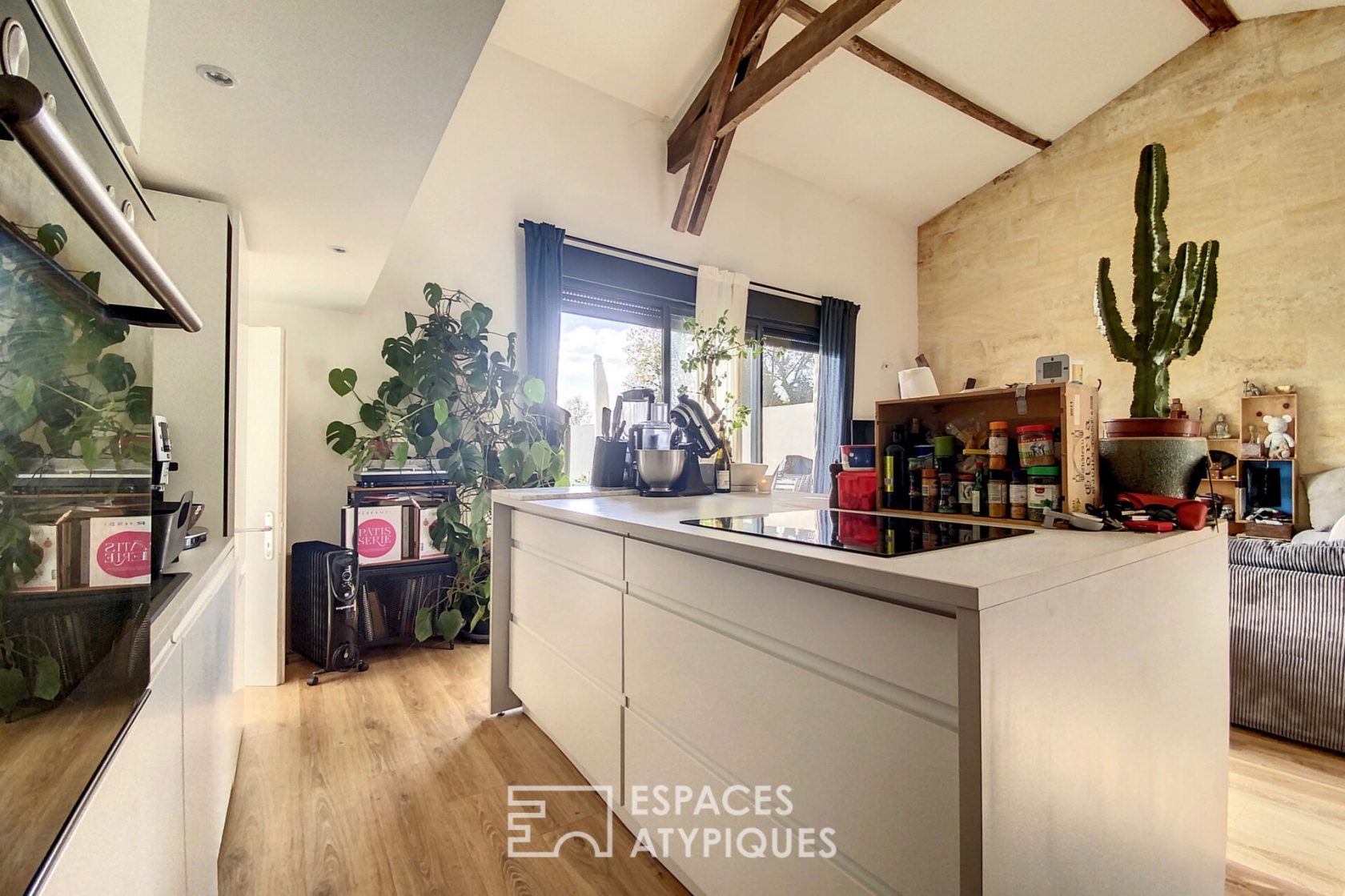 Stone house renovated loft style with garden