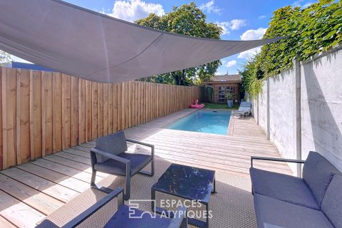 Maison de ville en pierre avec piscine