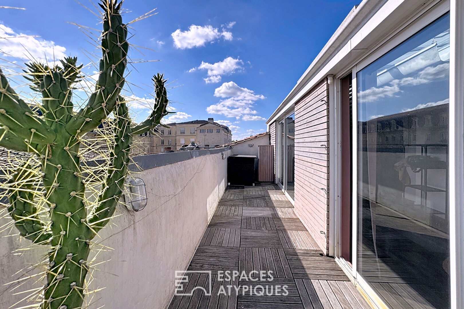 View over the rooftops and south-facing terrace