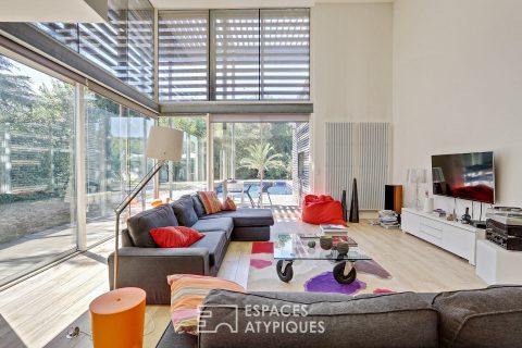 Architect house with pool and garden