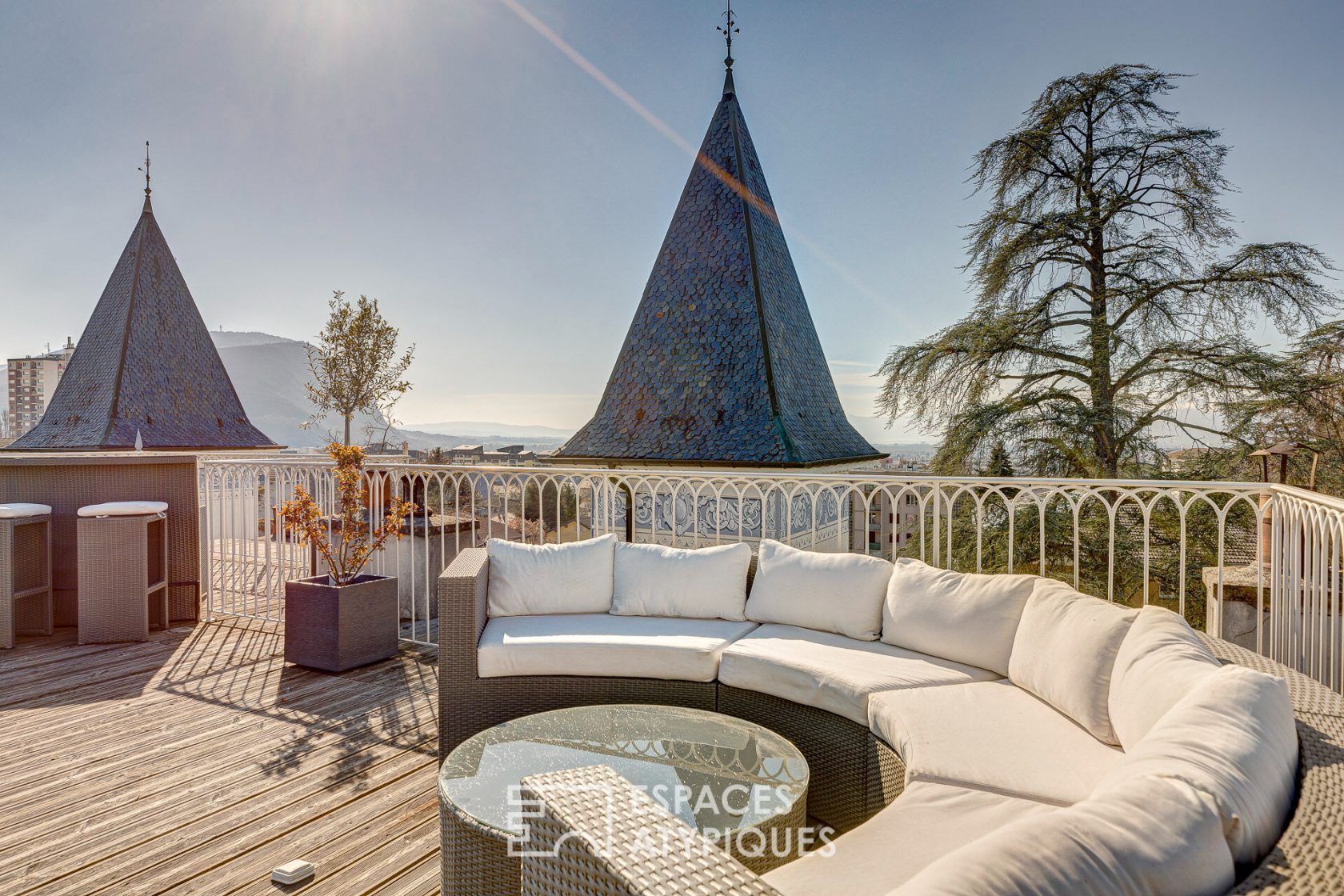 Old-fashioned penthouse with panoramic views