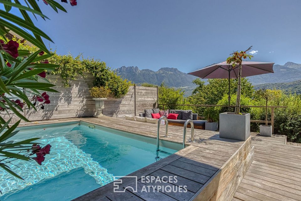 Chalet rénové avec piscine et vue exceptionnelle