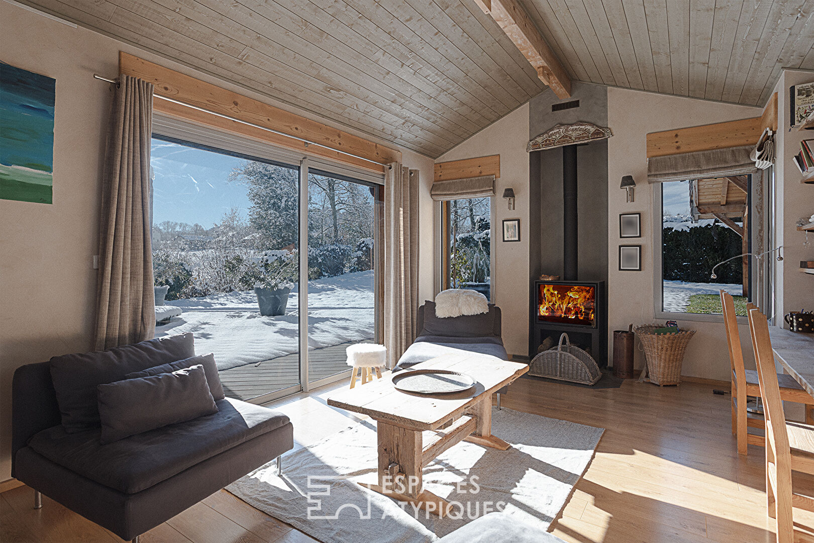 Maison ossature bois comme un refuge contemporain