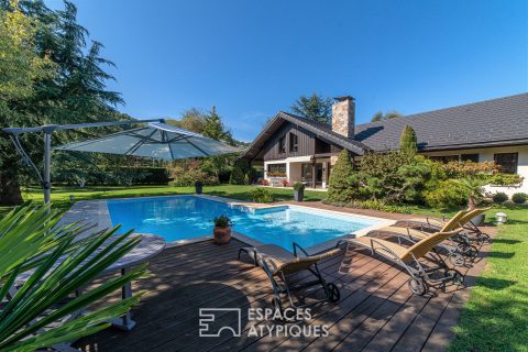 Architect house with pool and landscaped garden