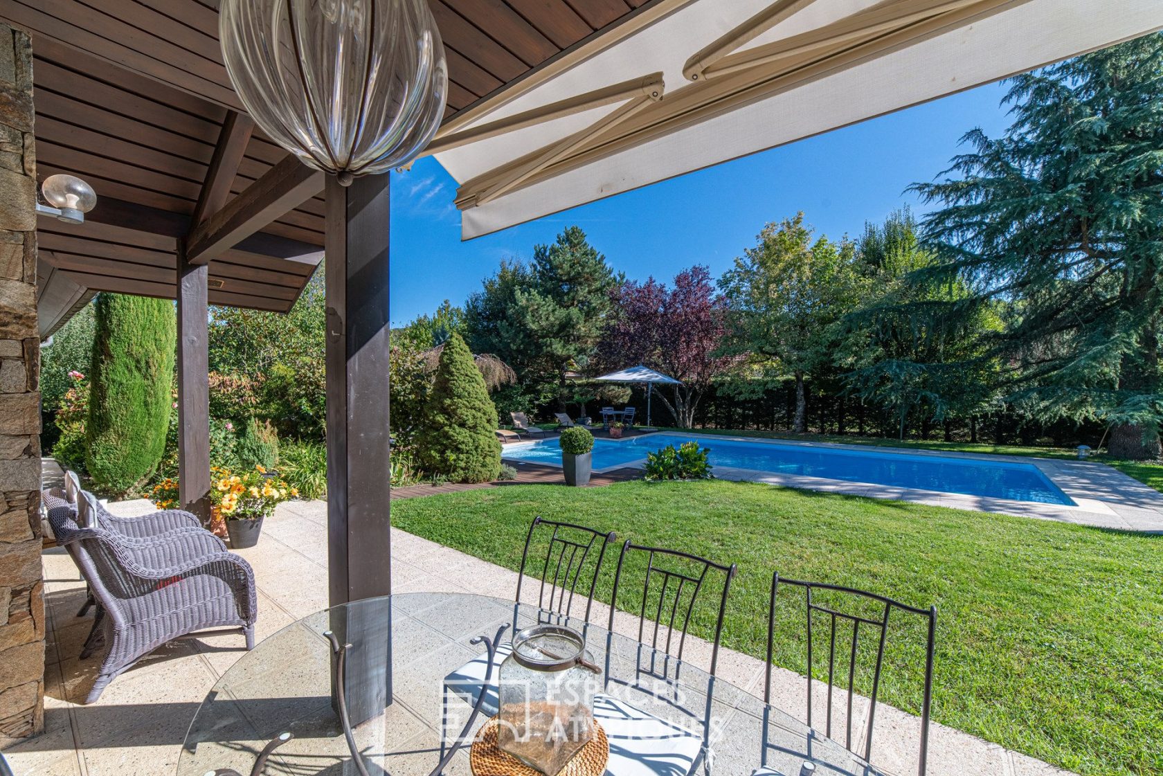 Architect house with pool and landscaped garden