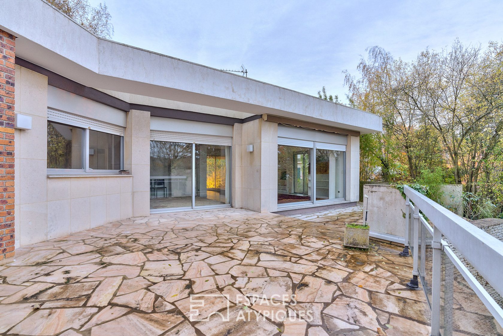 Architect house with terrace and garden