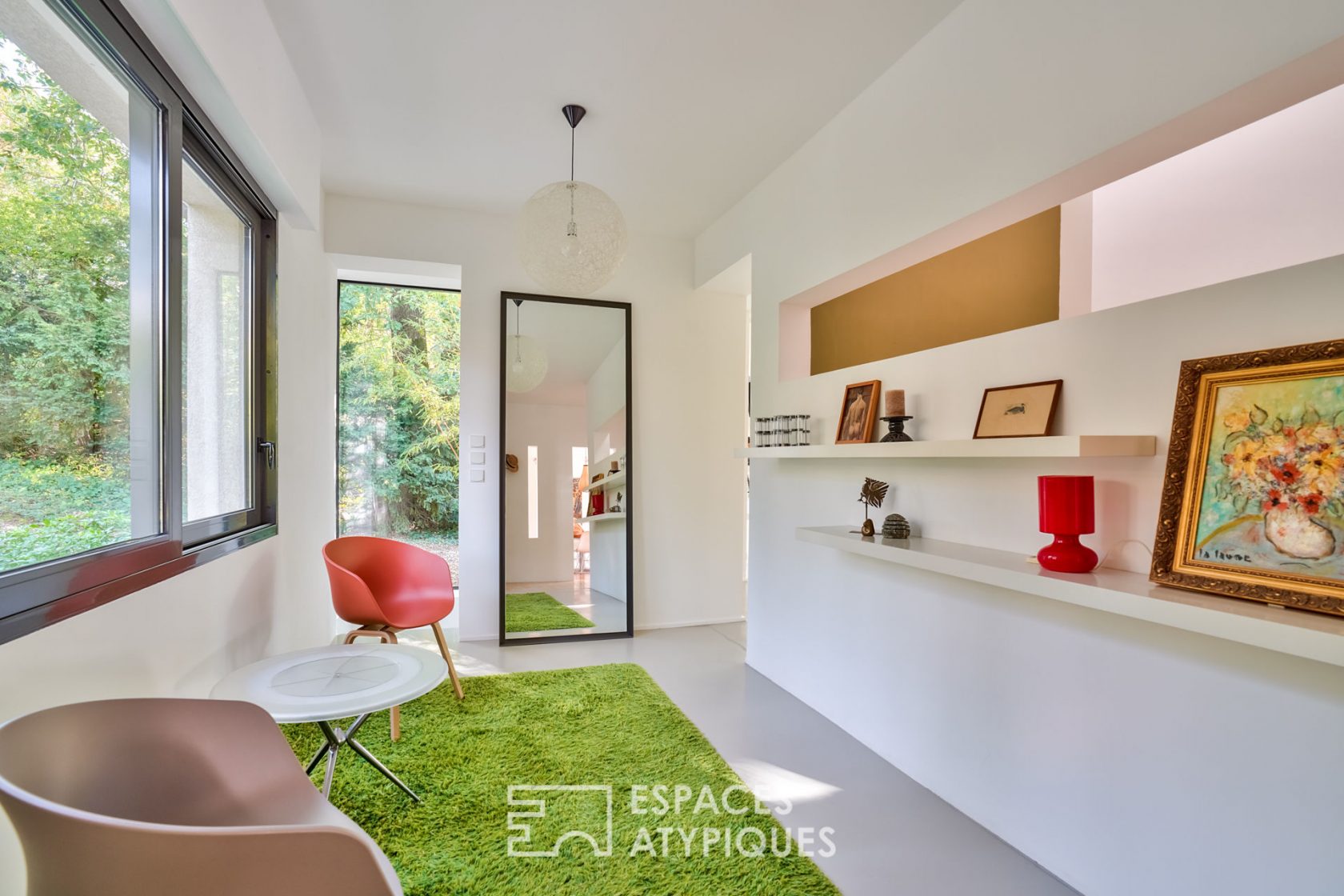 Aerial design house in an idyllic green setting