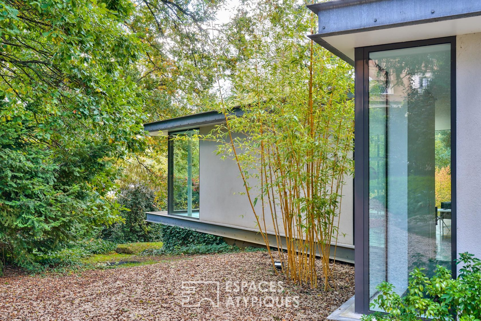 Aerial design house in an idyllic green setting
