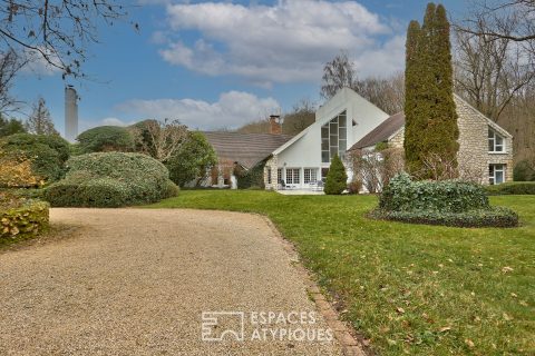 Fabulous architect-designed house with living room-cathedral in the middle of a park