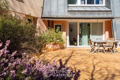 Architect house with terrace and garden