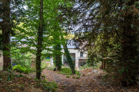 High-performance architect-designed house, terrace and wooded lot