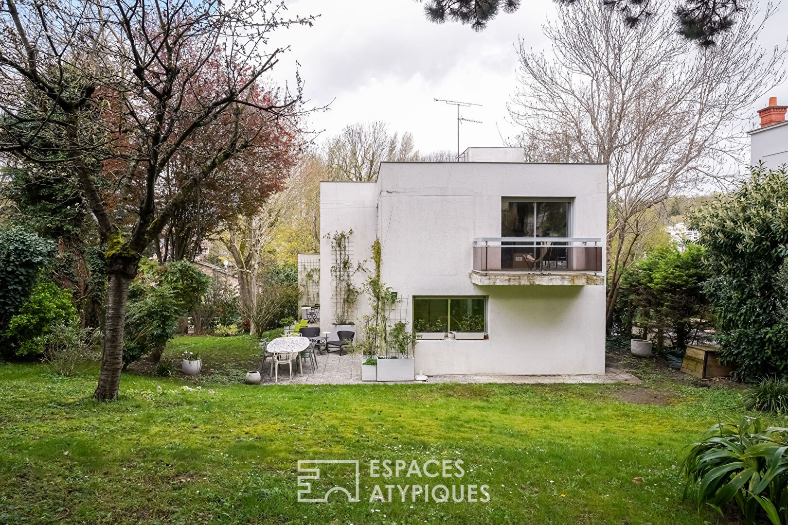 Contemporary architect house with terrace and garden