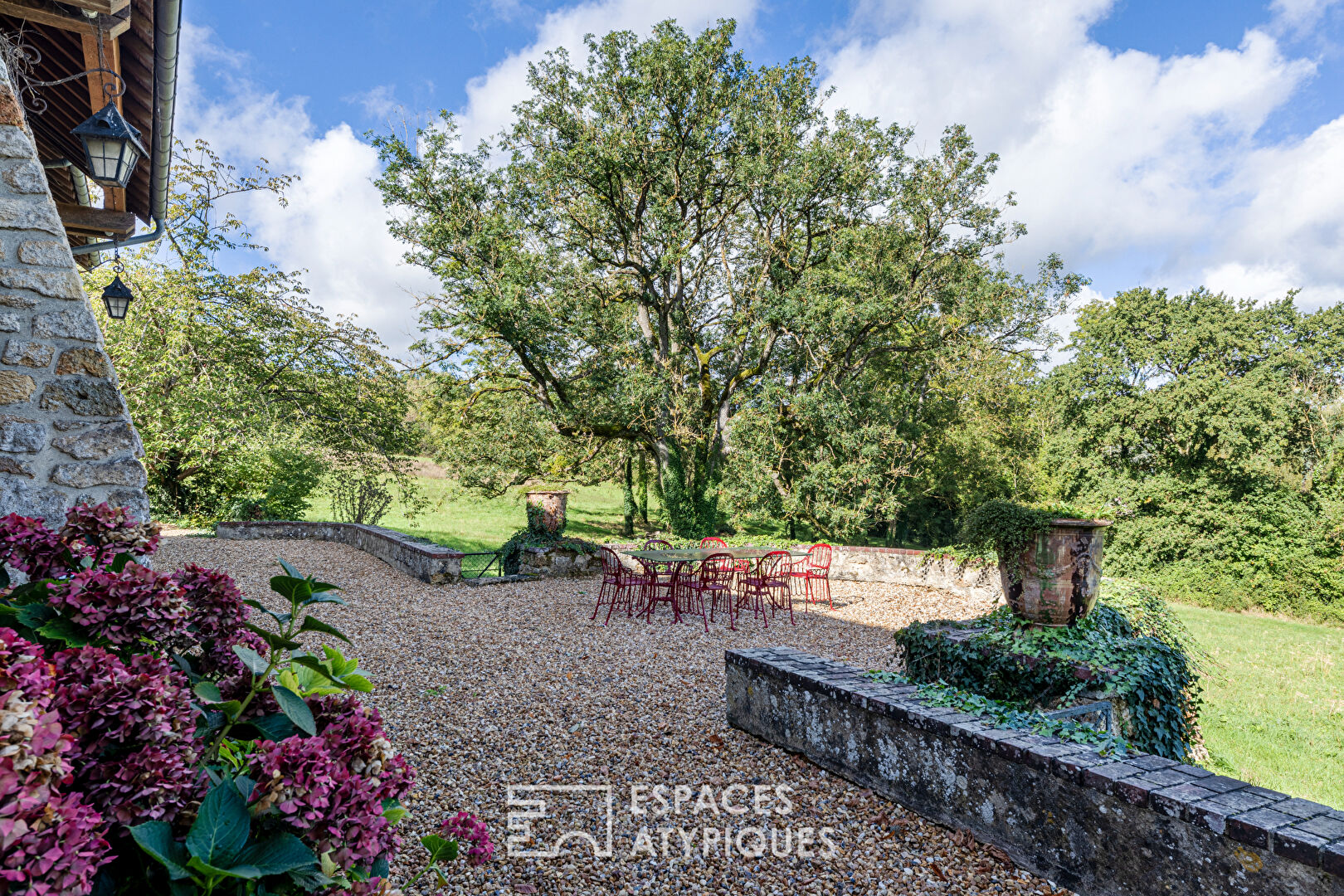 Estate in the Vexin with renovated stone farmhouse and outbuildings
