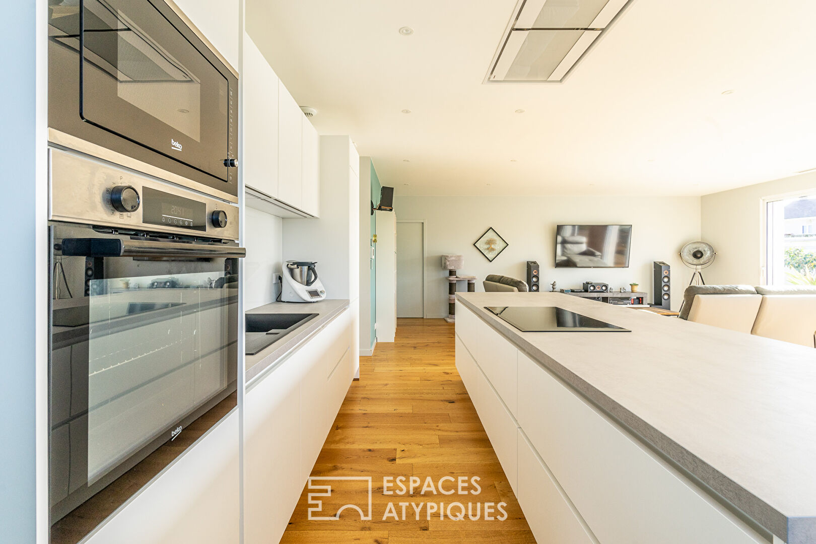 Maison contemporaine neuve domotisée avec son jardin paysager