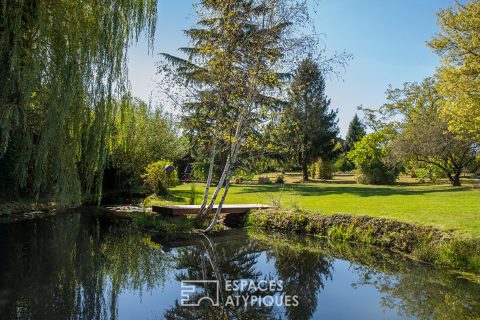 Large family house with swimming pool and its outbuilding
