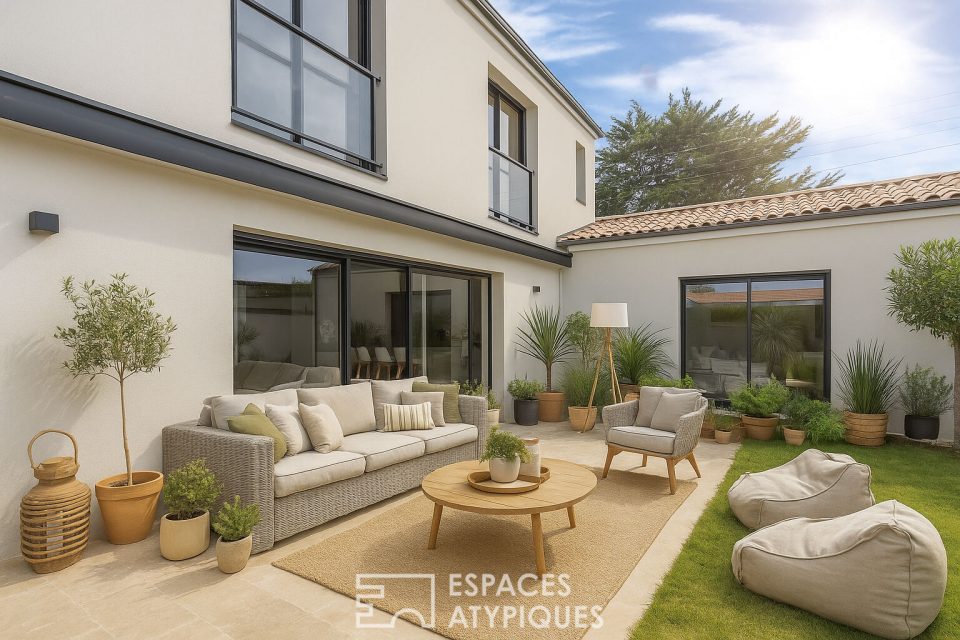 Élégante maison contemporaine et son bel aperçu mer à l'étage à Préfailles