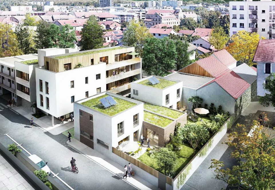 Maison contemporaine au toit terrasse végétalisé