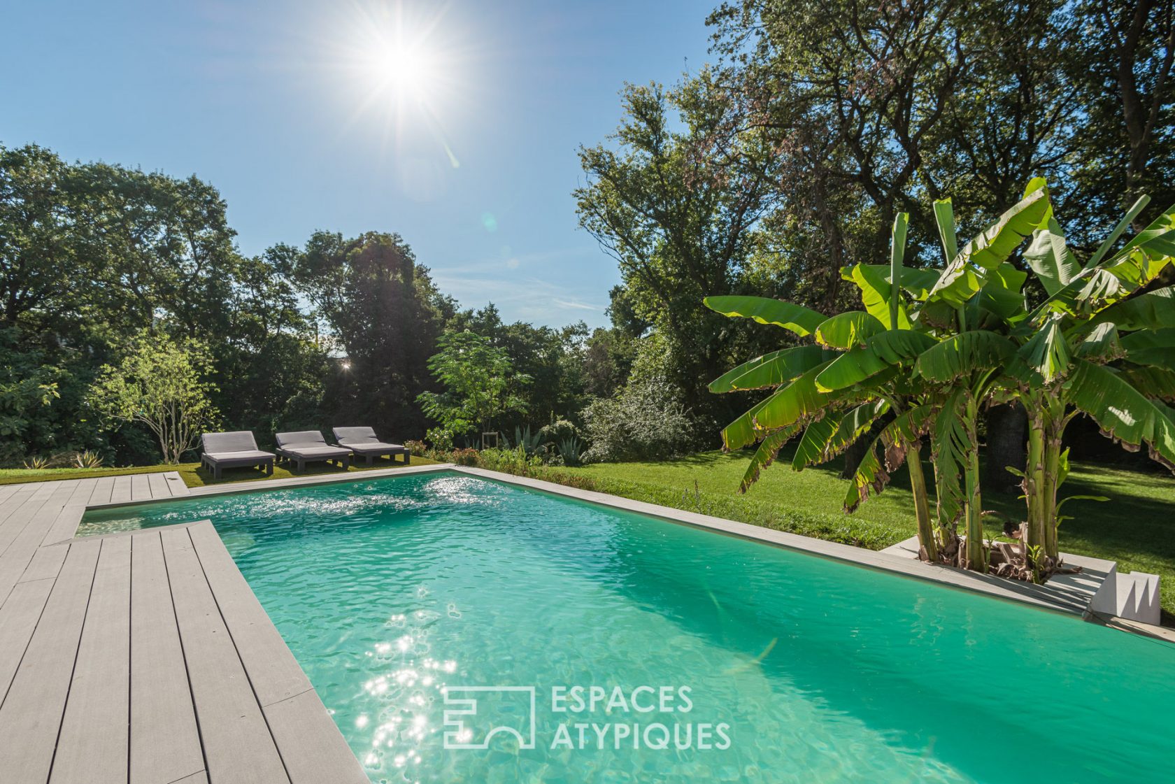 Contemporary single storey villa and lush garden