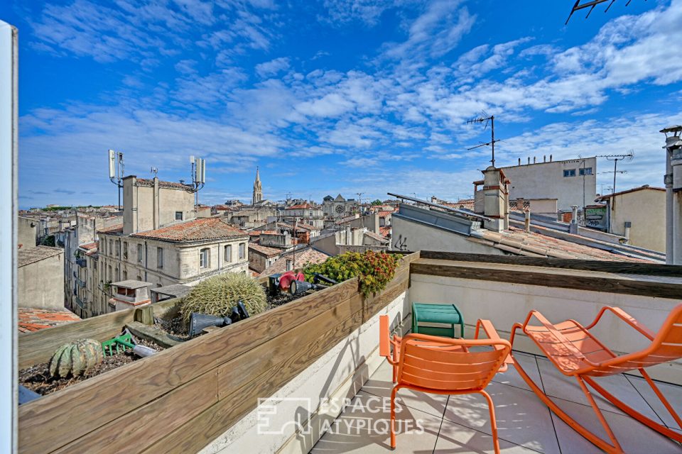 Duplex lumineux avec terrasse sur les toits en coeur de Montpellier