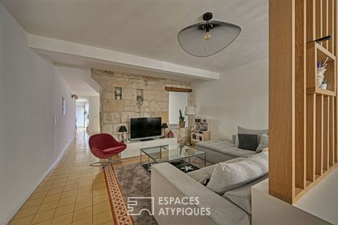 Village house with landscaped grounds and swimming pool, not overlooked