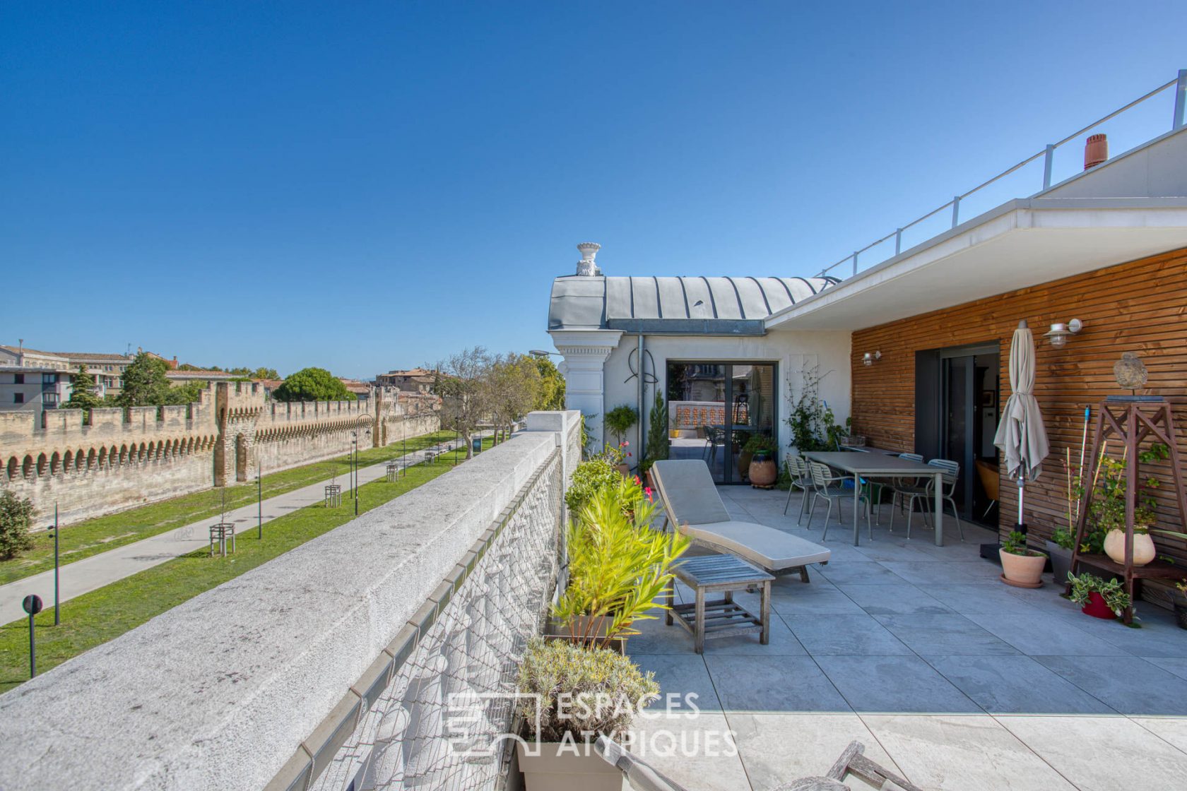 Aerial apartment in roof top