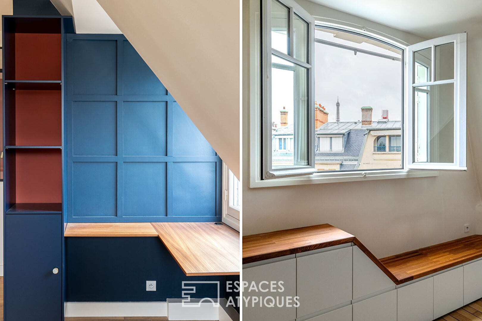 Appartement au denier étage avec vue sur les toits de Paris, quartier Commerce