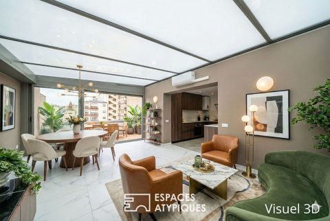 Duplex traversant au dernier étage avec terrasses dans le village Saint-Charles