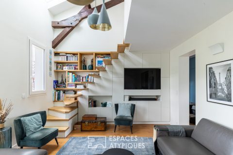 Duplex comme une maison en dernier étage refait par architecte