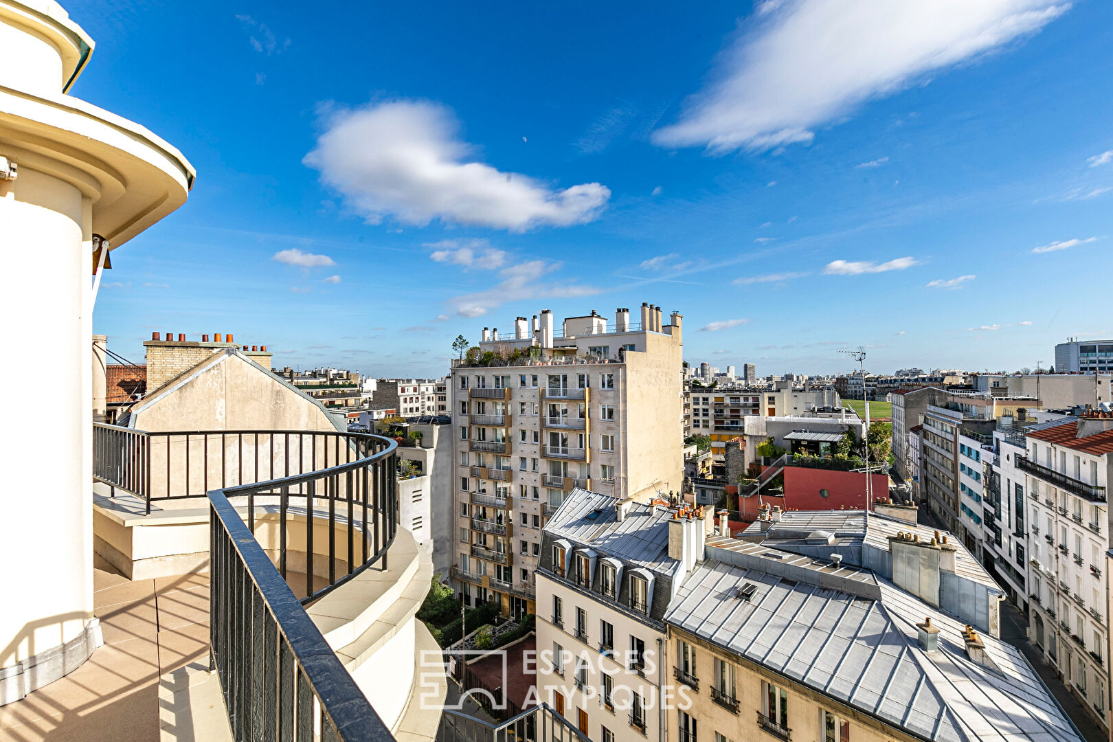 Alésia, near Montsouris park, high floor with terrace, balcony and triple exposure