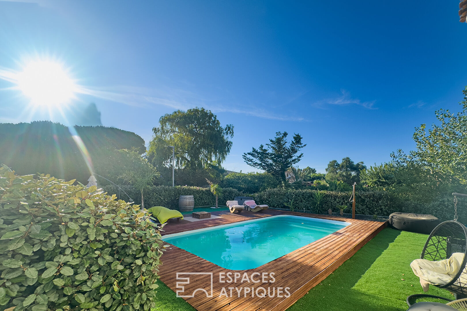 Contemporary house with swimming pool and landscaped garden