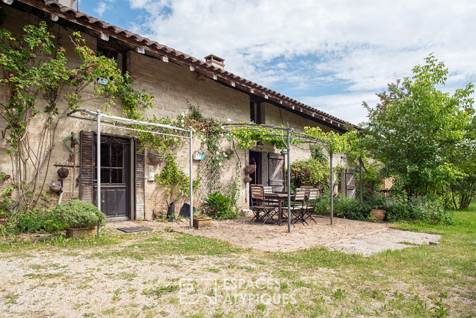 Country house and its flower garden