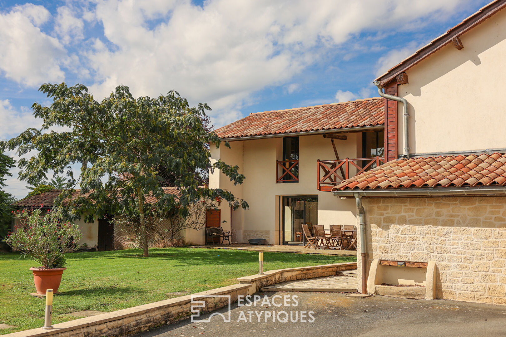 Old renovated building with equestrian area