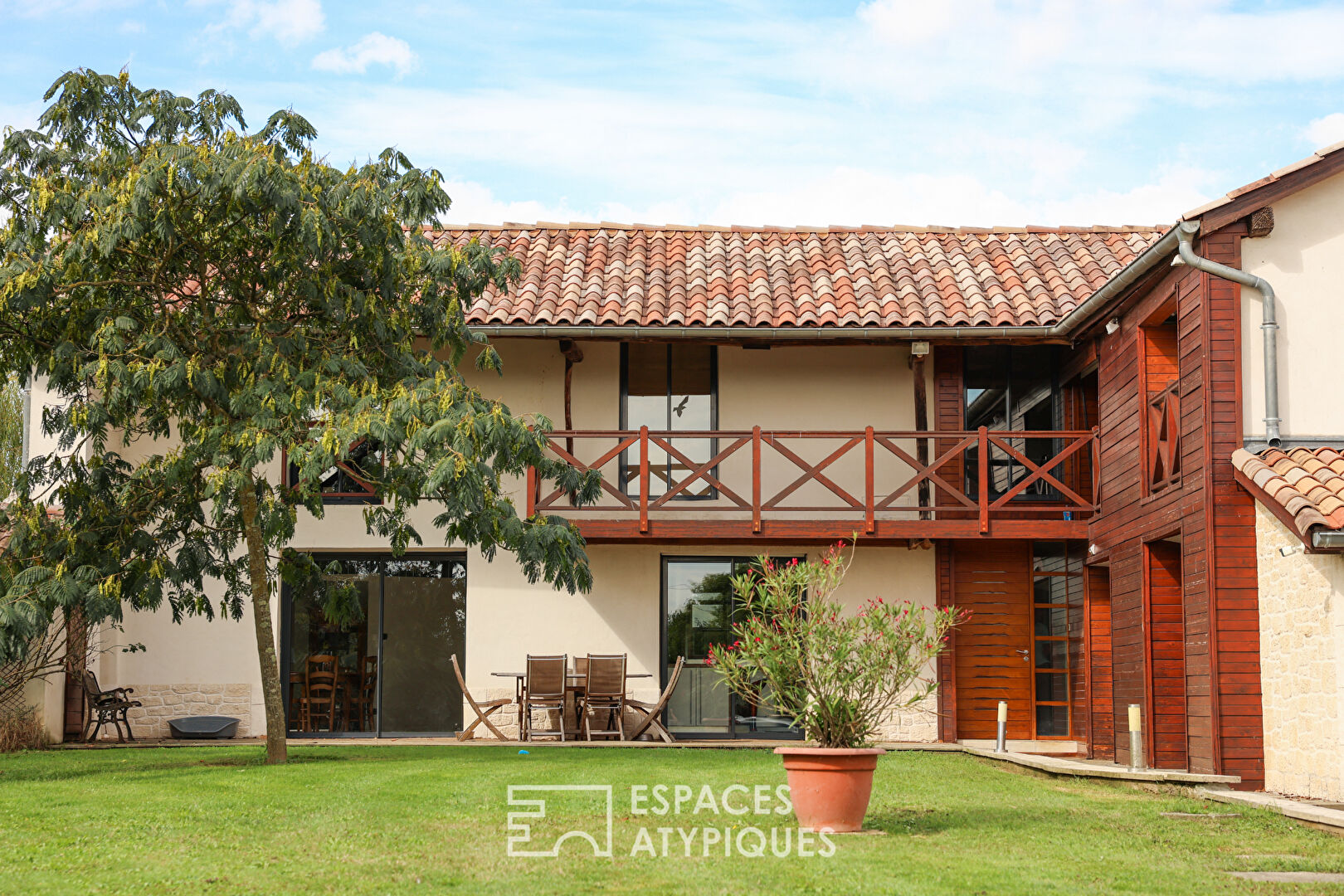 Old renovated building with equestrian area