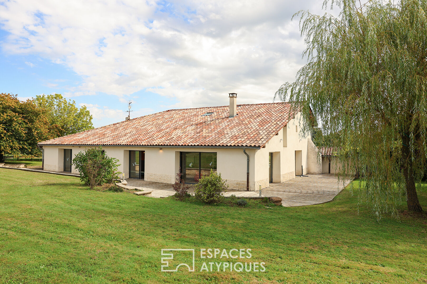 Old renovated building with equestrian area