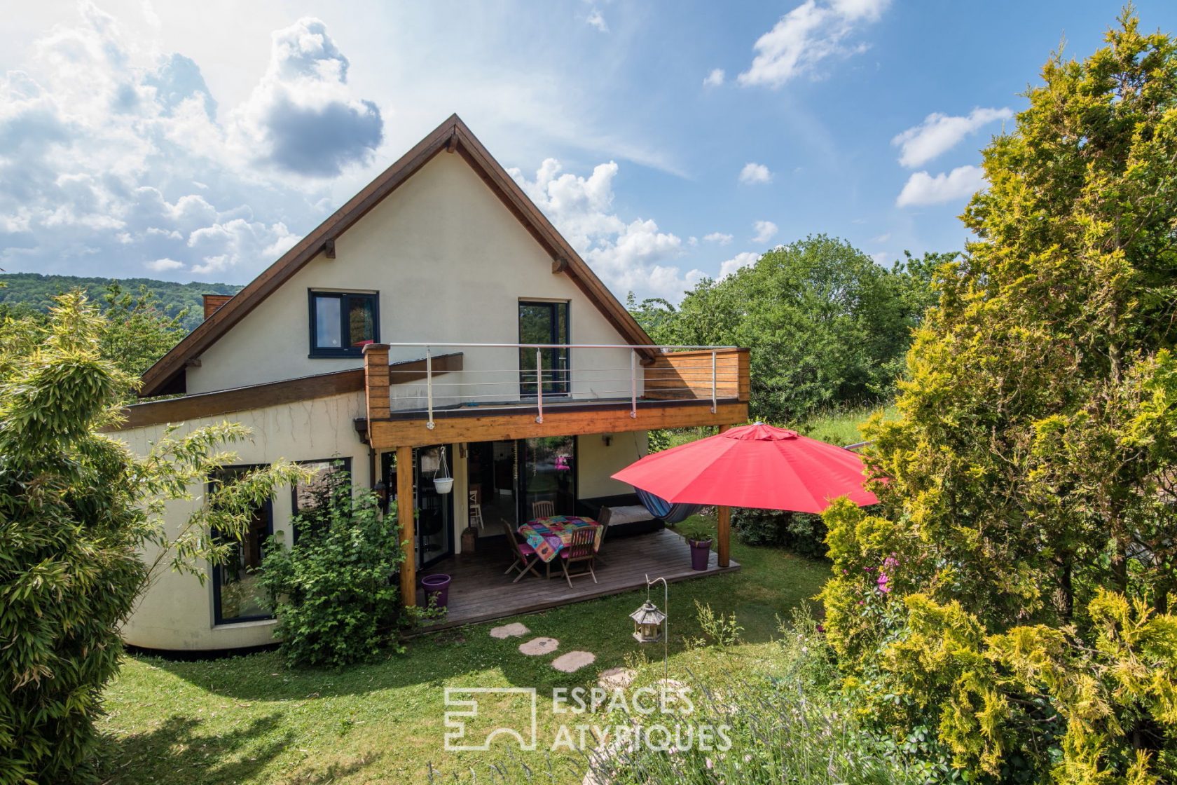 Architect house and landscaped garden