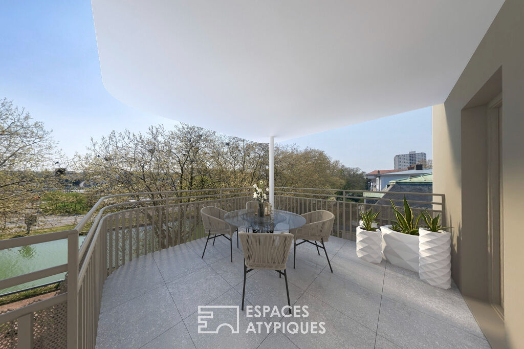 Neuf : Appartement et sa terrasse avec vue sur l’eau