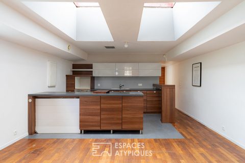 Péniche Freycinet et sa terrasse plein ciel