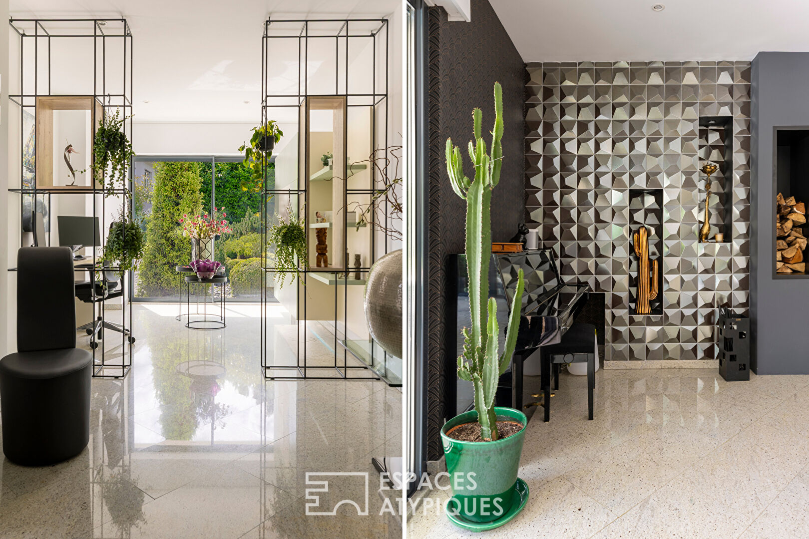 Architect-designed house with elegant lines, swimming pool and garden