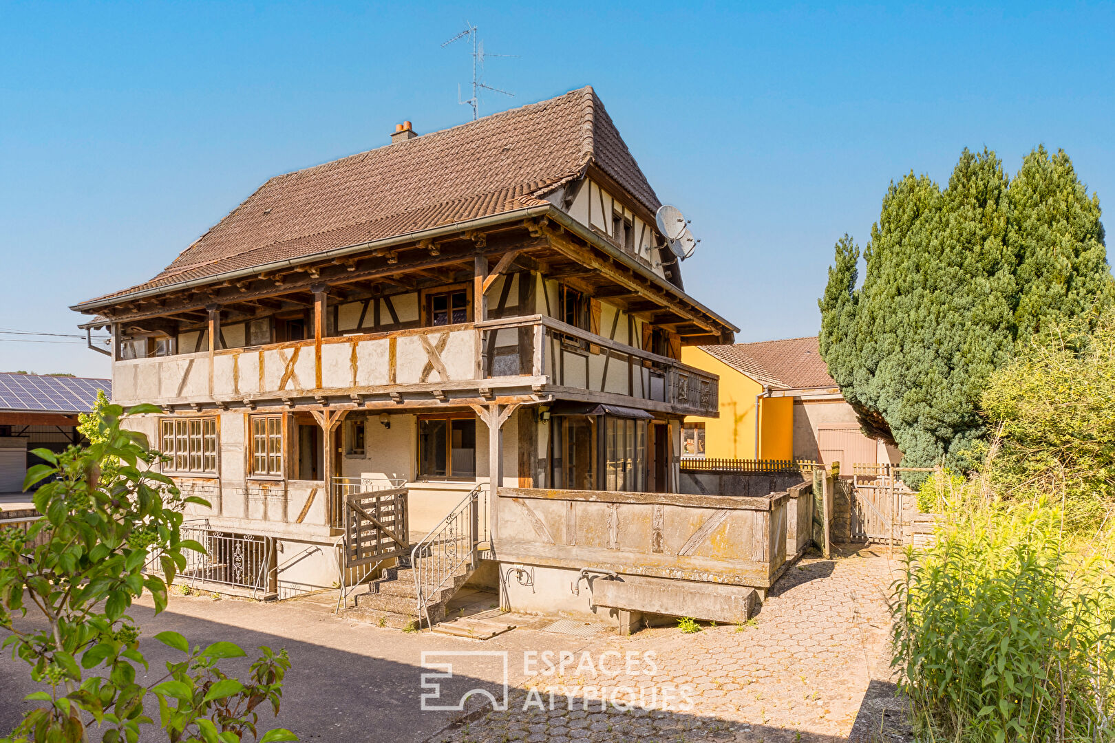 Authentic half-timbered house and its outbuilding