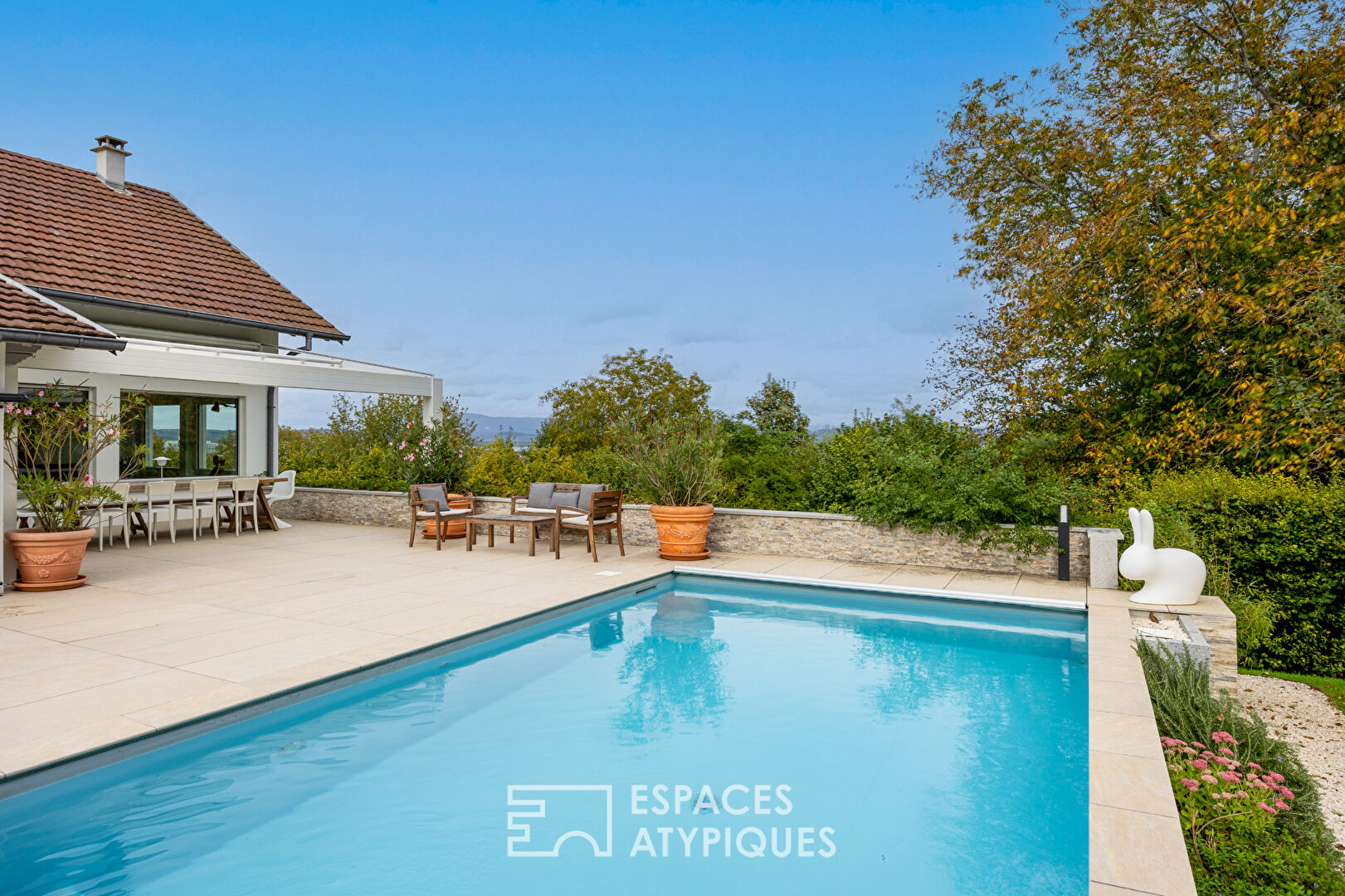 Renovated house with pool and large grounds on the Swiss border